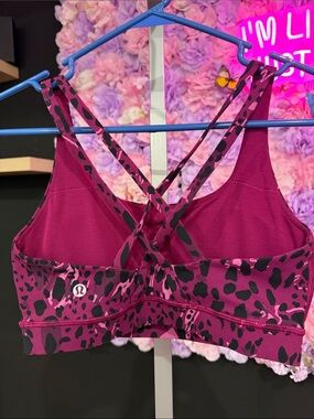 lululemon athletica Magenta Leopard-Print Strappy Sports Bra